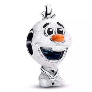 Sterling Silver 925 Rhodium Plated Enamel Disney Frozen Olaf Bracelet Charm